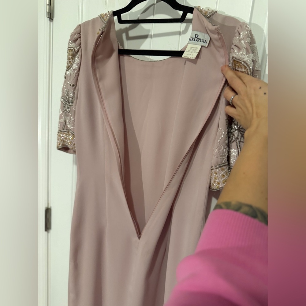 Jack Bryan vintage embellished midi dress, dusty pink, size 8 - Picture 5 of 6